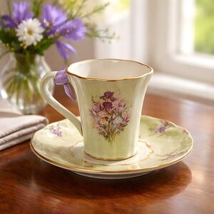 Vintage Bradford Edition Iris Medley Porcelain Teacup and Saucer